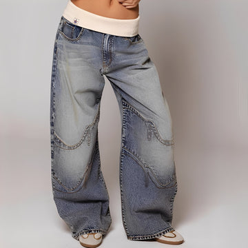 Vanessa - Cómodos Jeans Sueltos Lavados para Mujeres