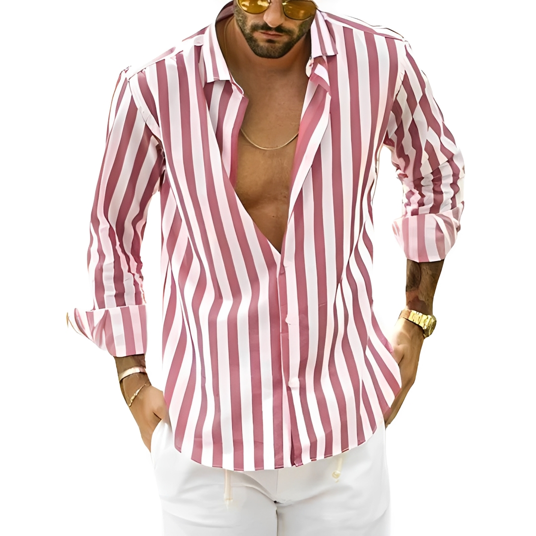 Roldan - Camisa de verano con rayas para hombre