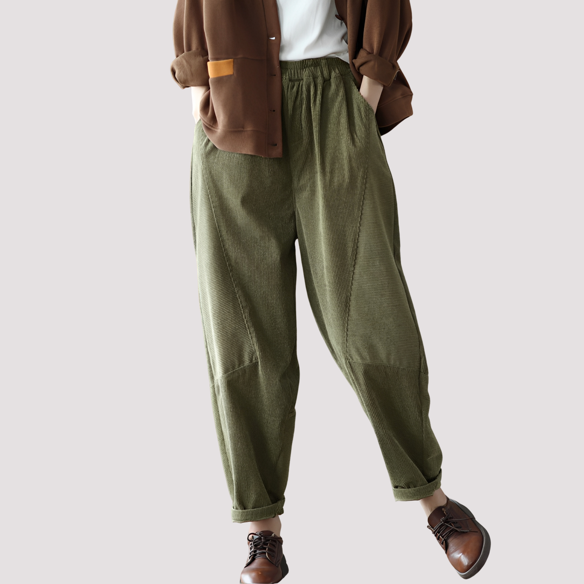 Stella - Pantalones harem casuales con cintura elástica para damas