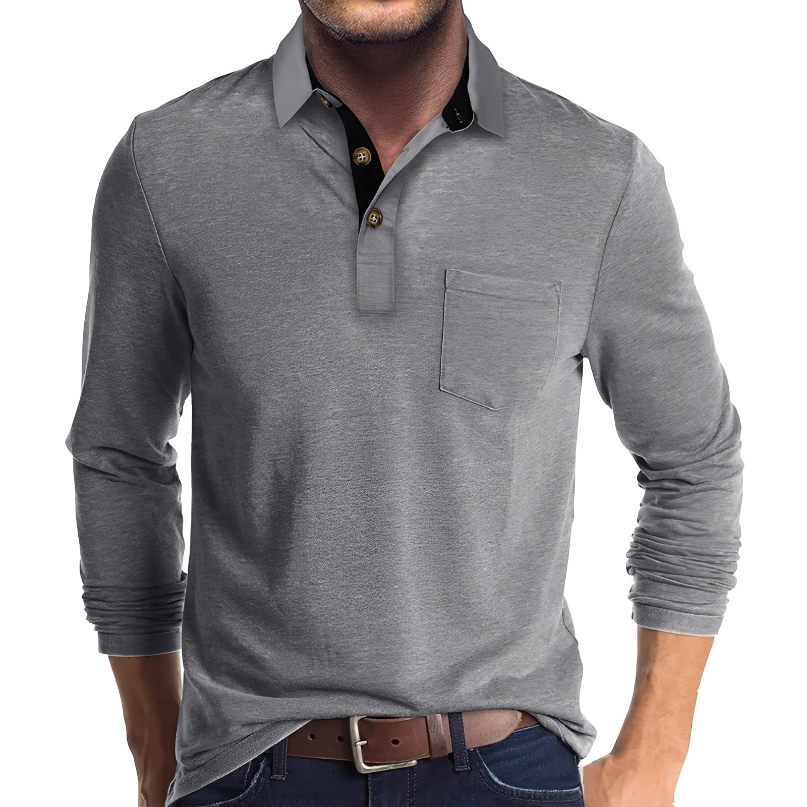 Marty - Polo de manga larga casual para hombres
