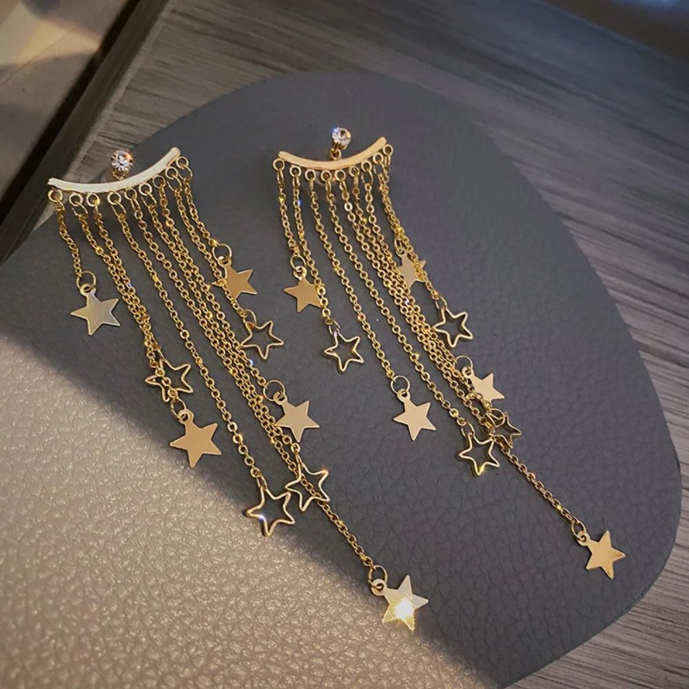 Valerie – Pendientes colgantes de estrella con flecos
