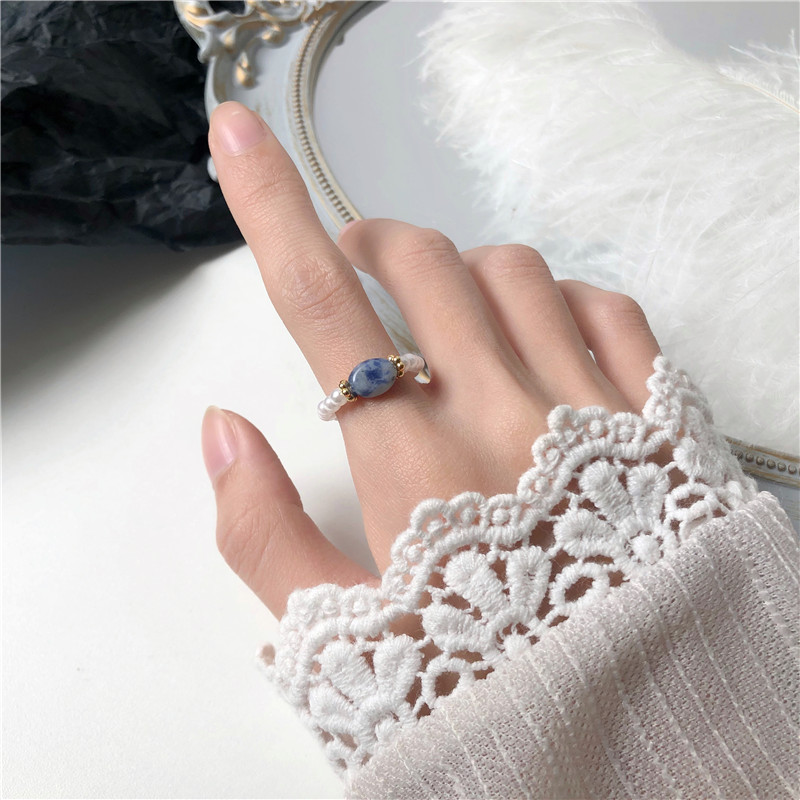 Perla de piedra - Anillo de perlas vintage