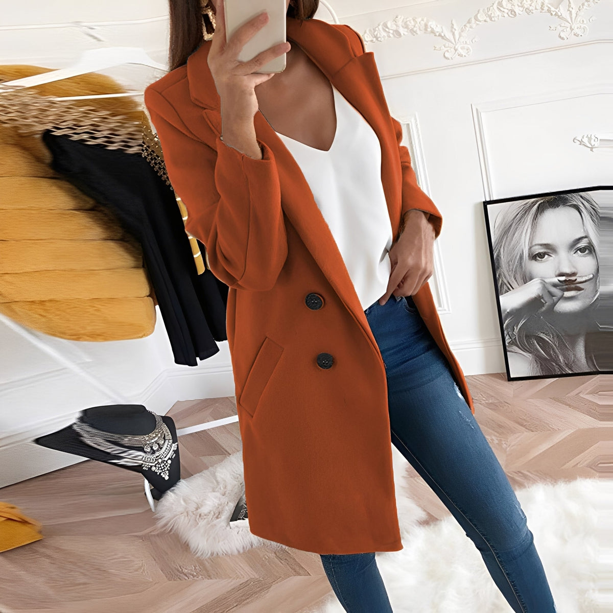 Chantal - Abrigo de invierno largo elegante para mujeres