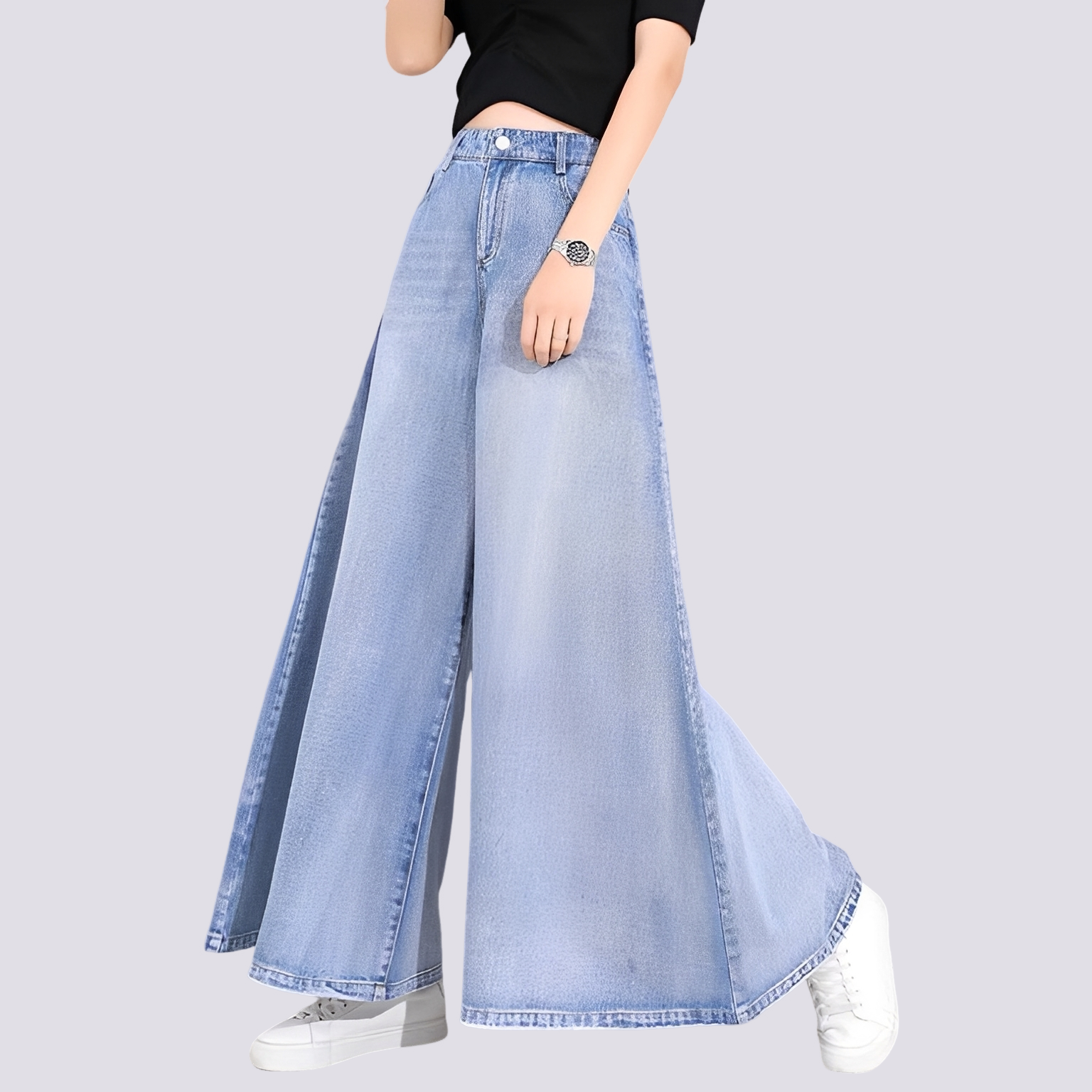 Cassie - Elegantes pantalones de mezclilla de pierna ancha para mujeres