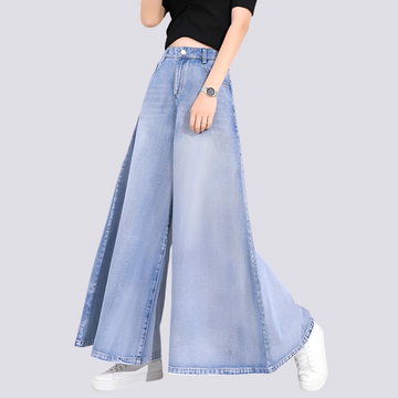 Cassie - Elegantes pantalones de mezclilla de pierna ancha para mujeres