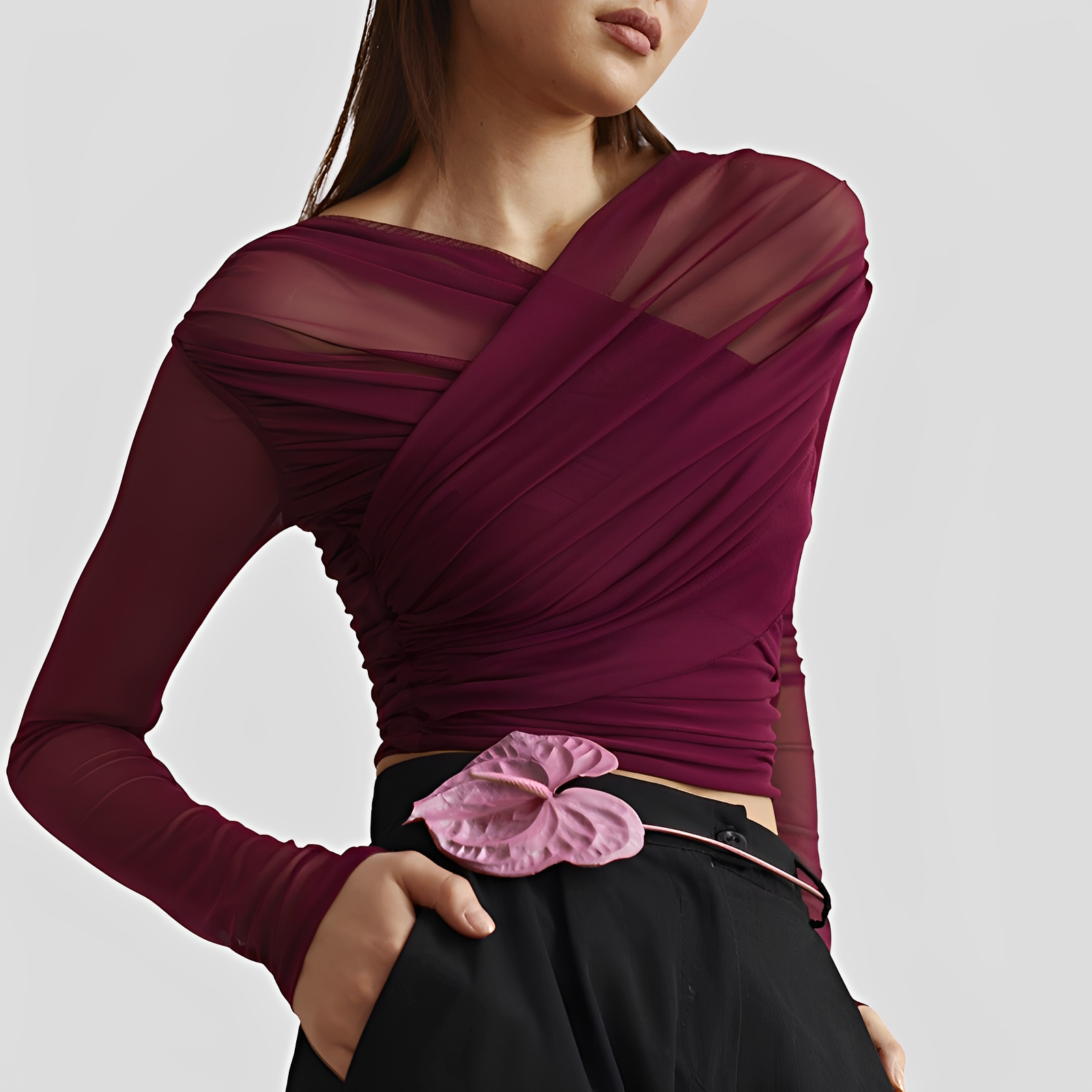 Cara - Blusa Estilosa con Fruncido y Manga Larga