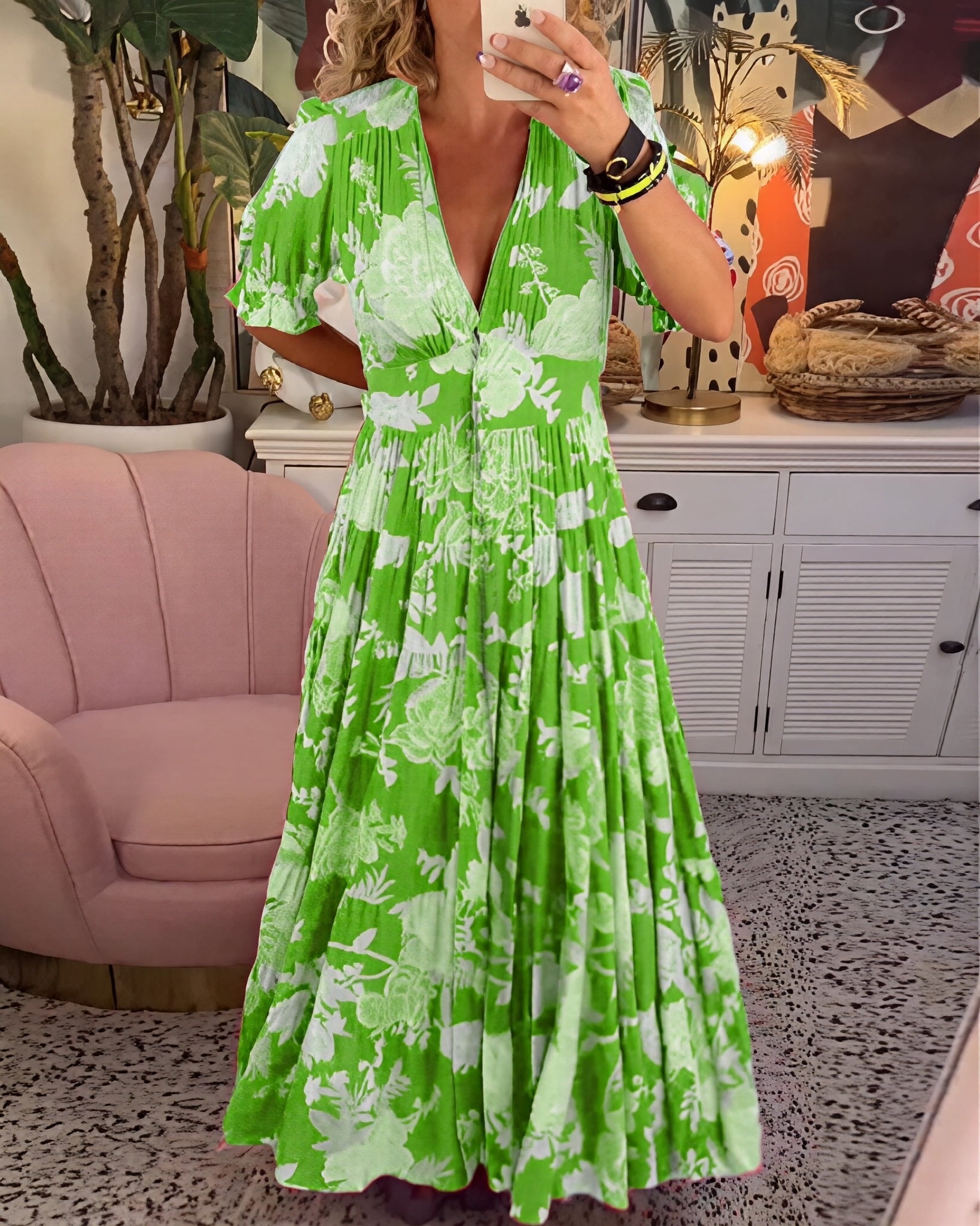 Emma - Vestido maxi para dama con diseño floral