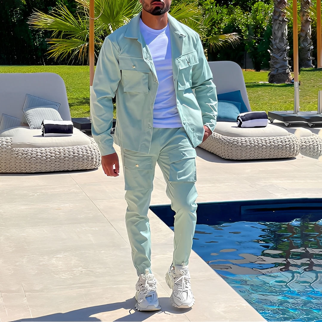 Arjay - Conjunto cargo de dos piezas a la moda para hombre