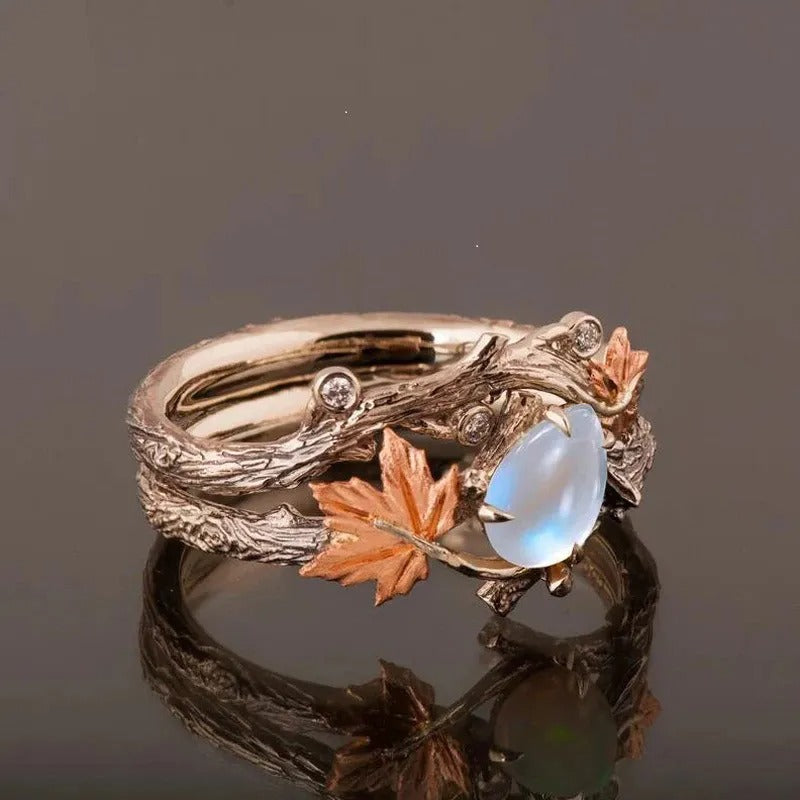 Ysia – Anillo de piedra lunar en estilo natural