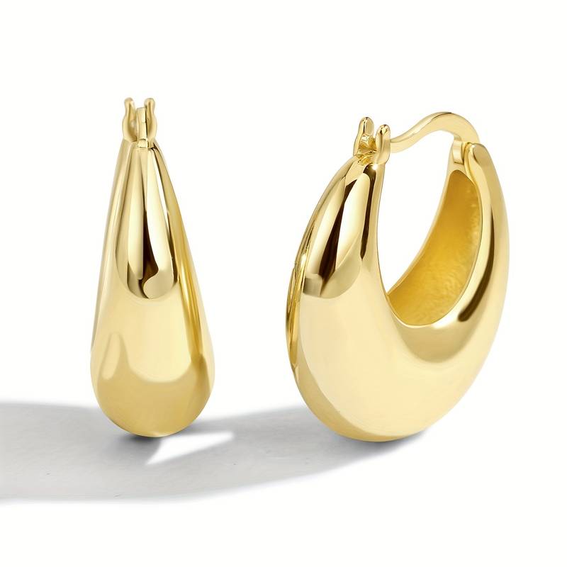 Pendientes gruesos de oro de 18 quilates - Pendientes abiertos gruesos