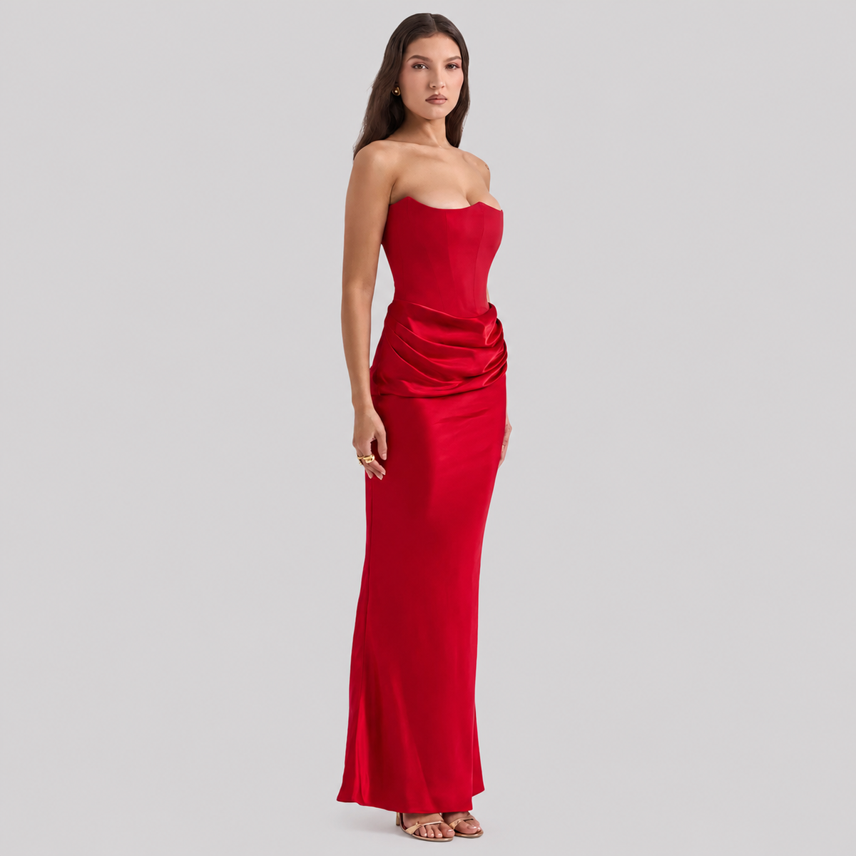 Elisabeth – Maxikleid elegante con hombros descubiertos para mujeres