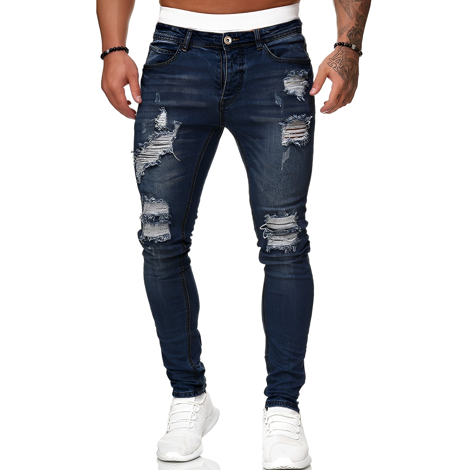 Annie - Jeans ajustados casuales con rasgaduras para hombres