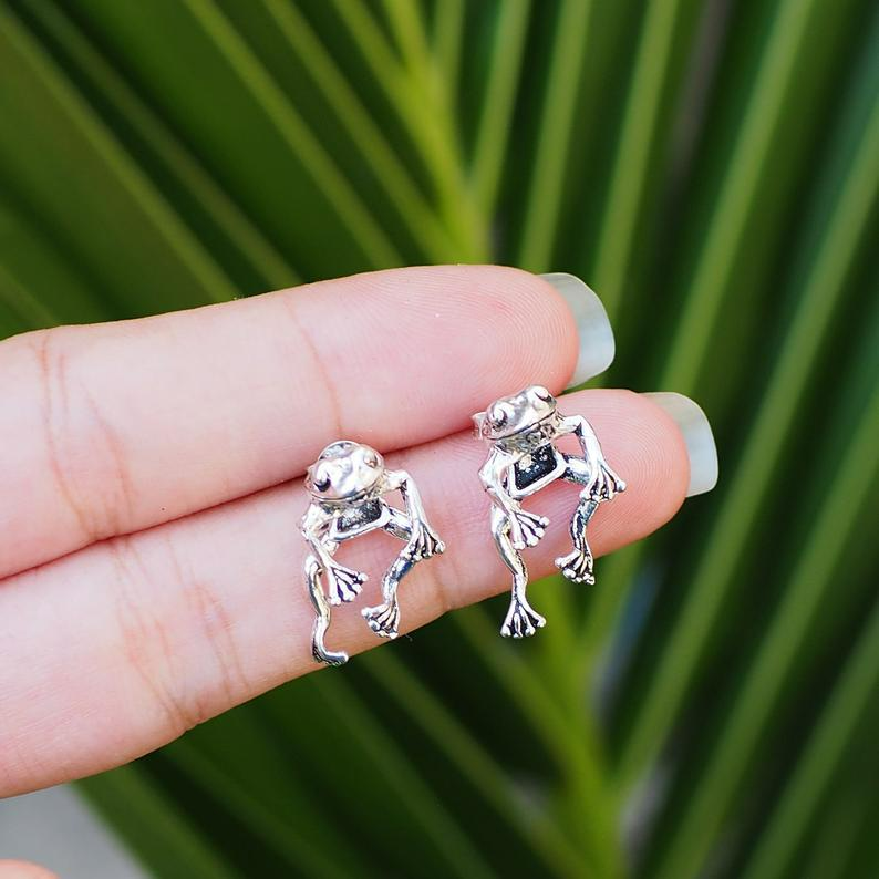 Rana Flotante Linda - Pendientes Mini Rana