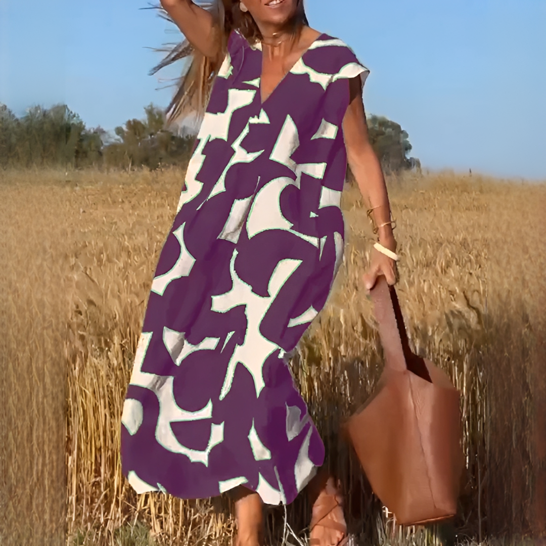 Vicky - Vestido Elegante de Corte Suelto con Cuello en V