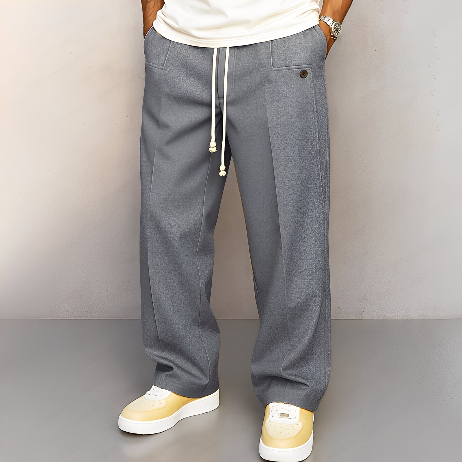 Henri - Pantalones anchos para hombre con cordón