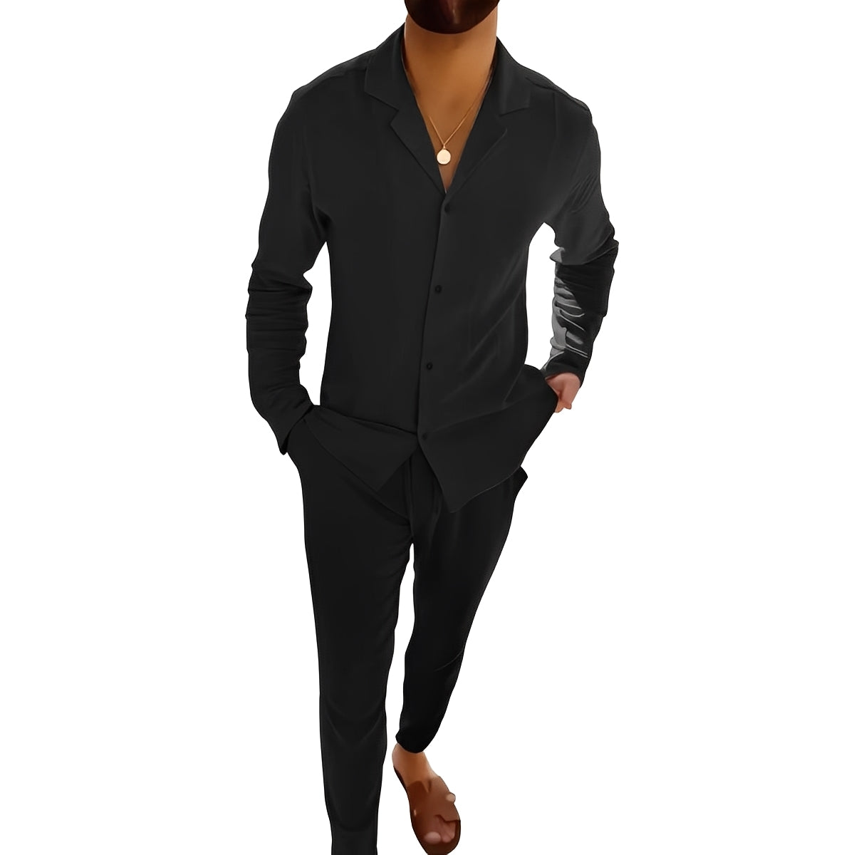 Hadrien - Conjunto de camisa de manga larga y pantalón para hombres