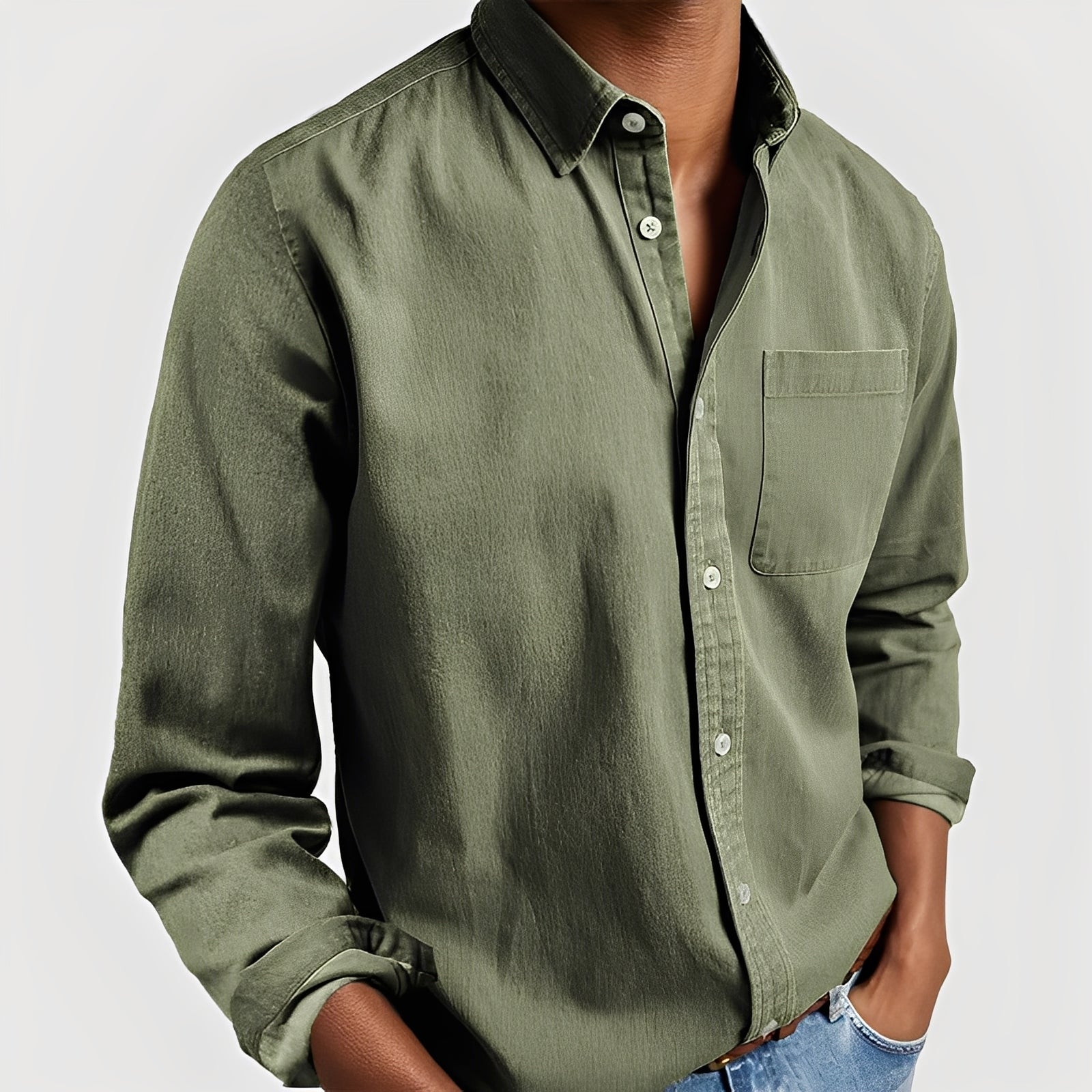 Gauvain - Camisa casual de manga larga para hombre