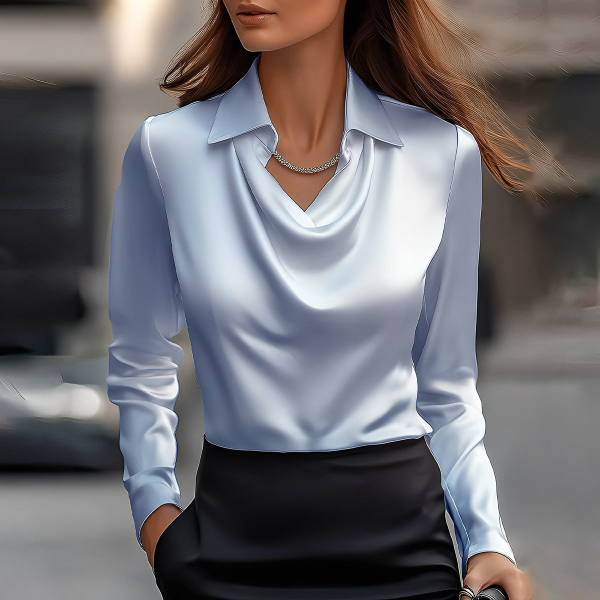 Laurentine - Blusa sofisticada con mangas largas para mujeres