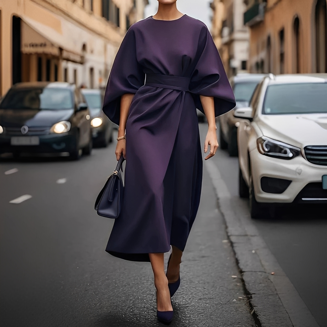 Lauriane - Vestido elegante con mangas de linterna para mujeres