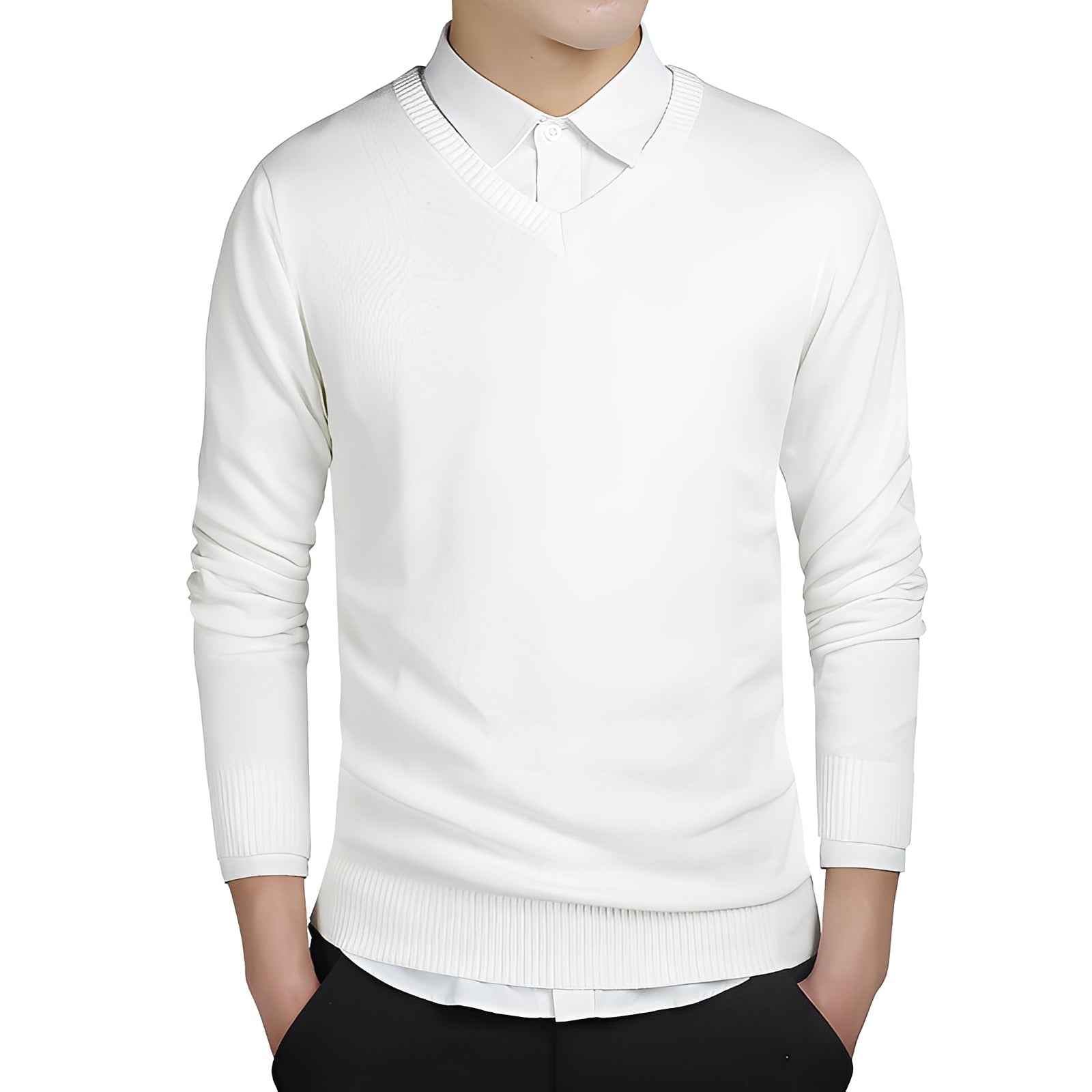 Tom - Suéter de hombre casual con cuello en V