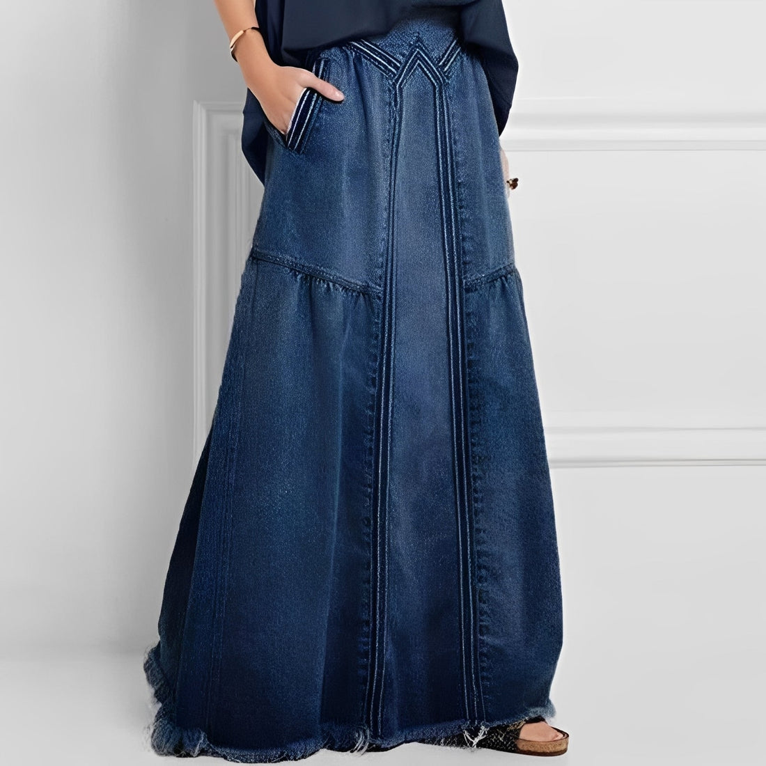 Nella - Falda vaquera elegante con bolsillo para damas