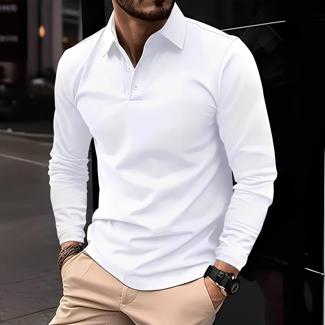 Deacon - Polo de manga larga cómodo para hombres