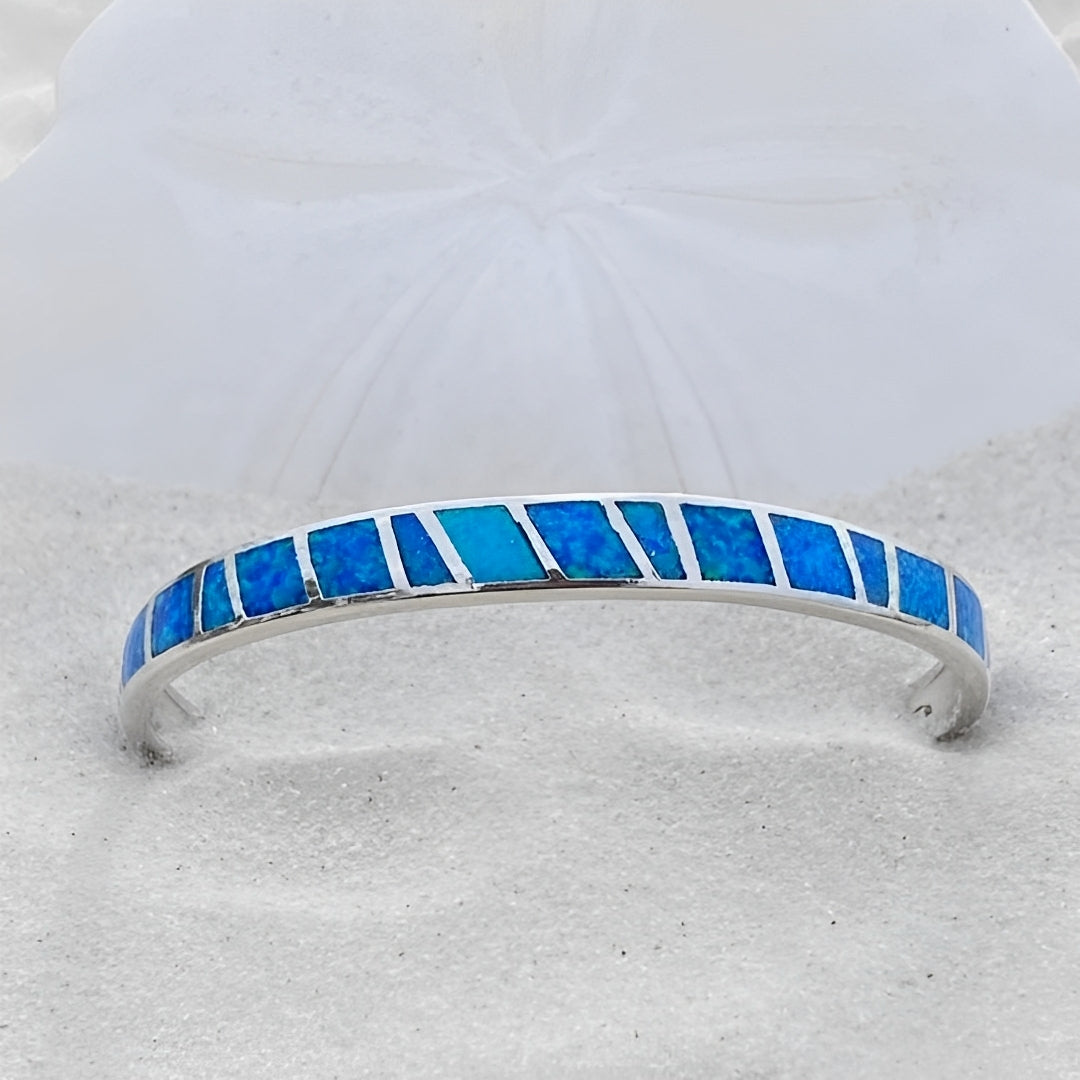 Ocean – Pulsera de ópalo azul y plata