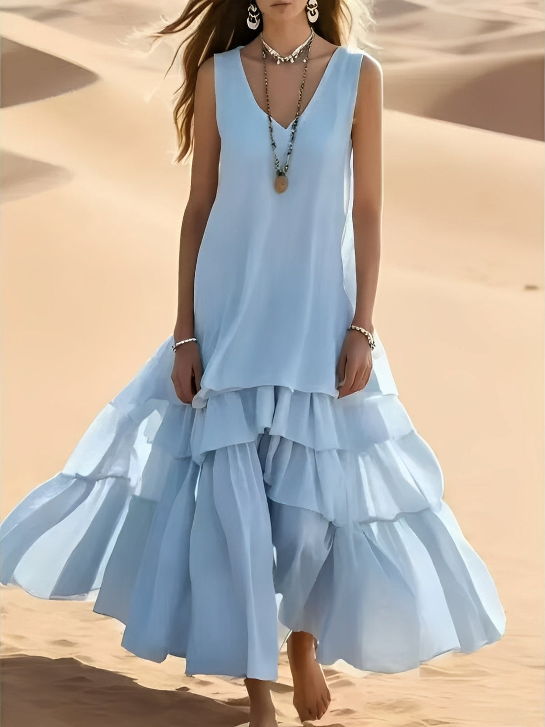 Mollie - Elegante vestido maxi con dobladillo ancho para mujeres