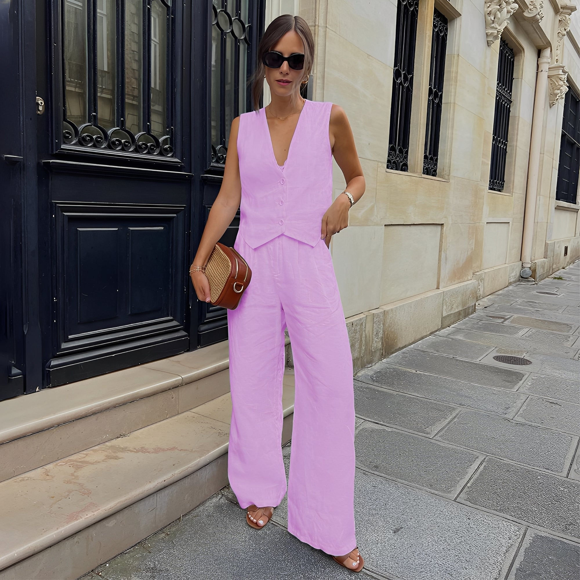 Relna - Conjunto de chaleco y pantalones casuales