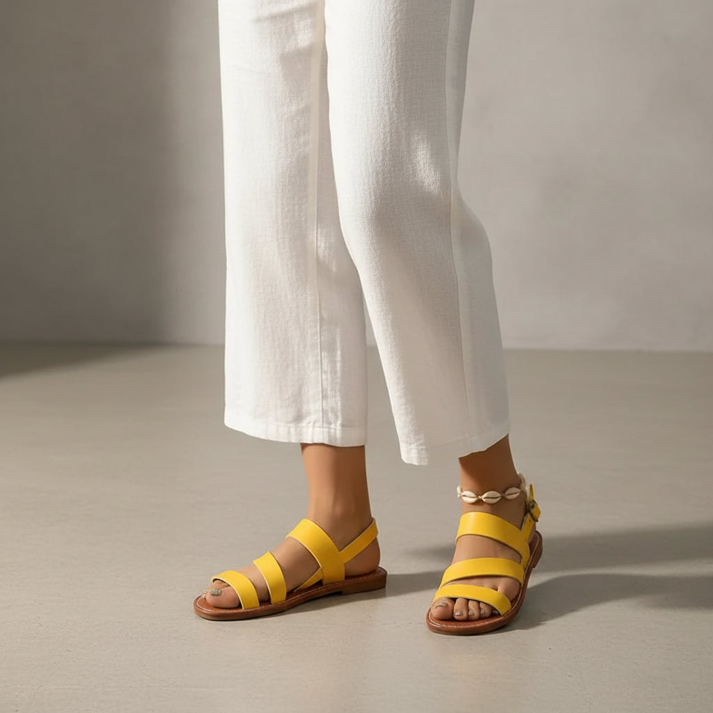 Diana - Sandalias mujer romanas chic planas con tira al tobillo