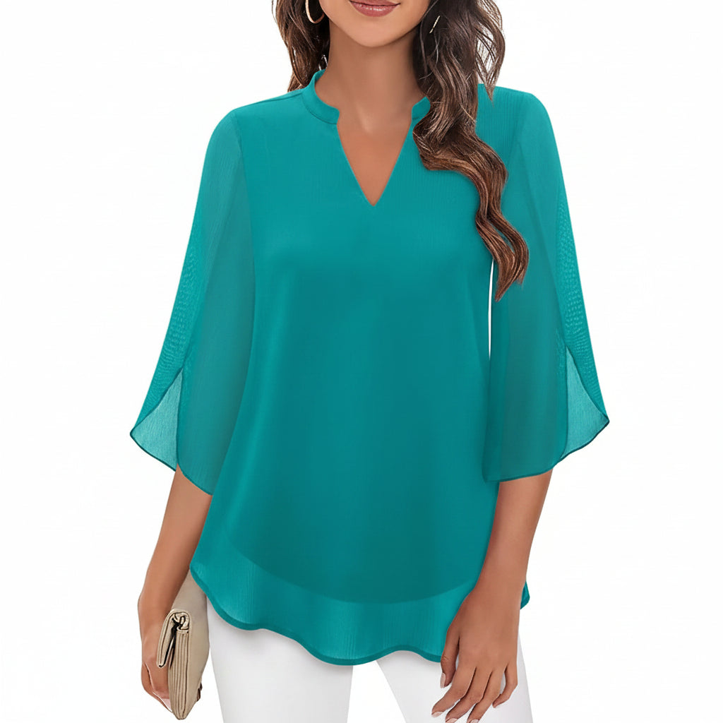 Brianna - Blusa de Manga Abierta con Movimiento Elegante