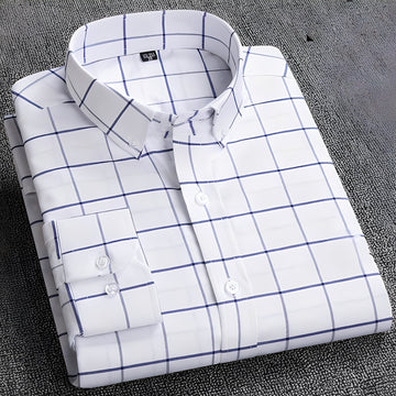 Jezriel - Camisa a cuadros de moda de manga larga para hombre