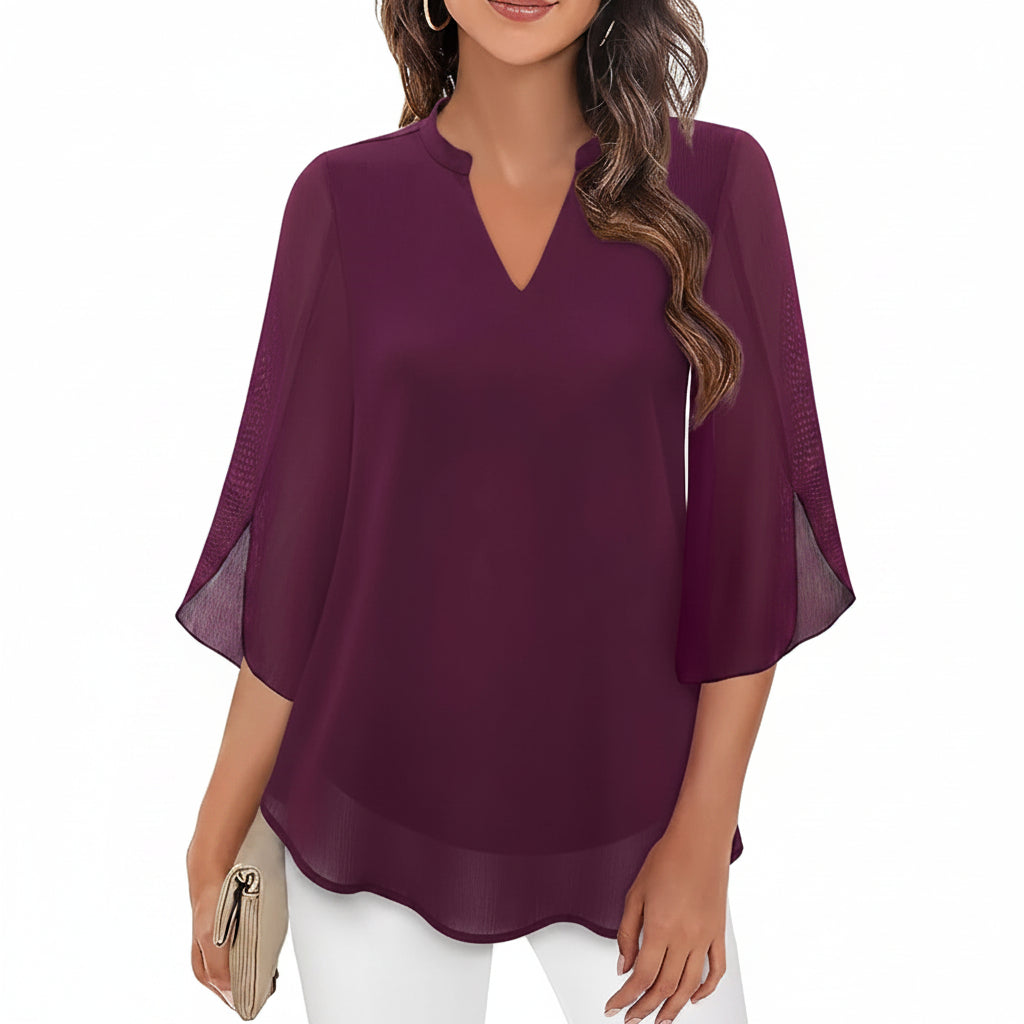 Brianna - Blusa de Manga Abierta con Movimiento Elegante