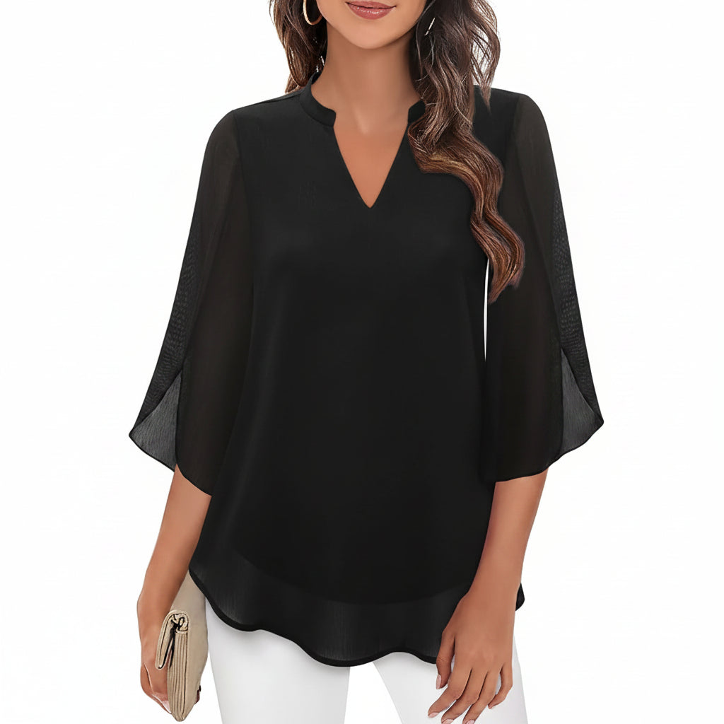 Brianna - Blusa de Manga Abierta con Movimiento Elegante