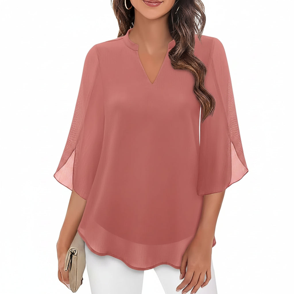 Brianna - Blusa de Manga Abierta con Movimiento Elegante