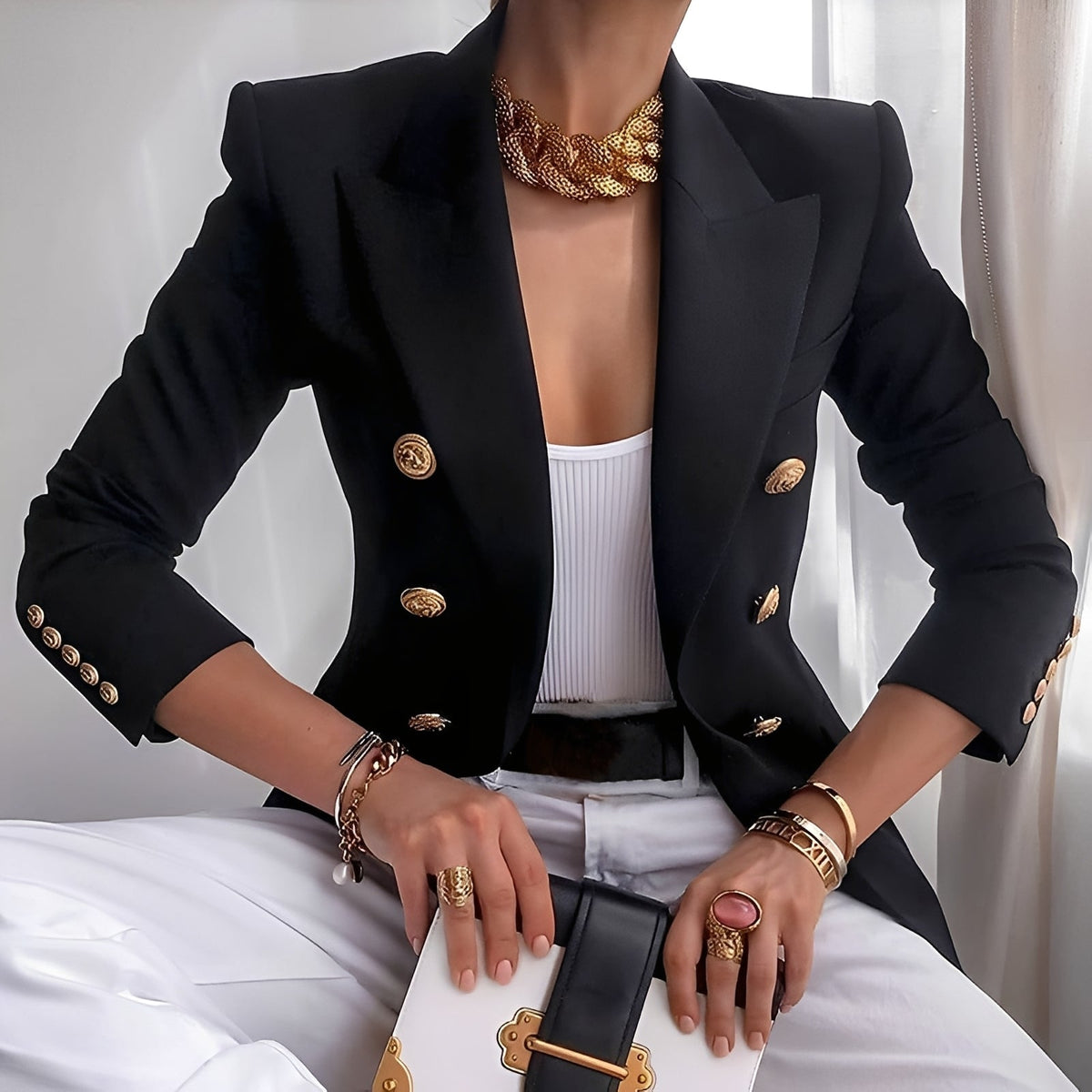Shelley - Blazer con Botones para Mujeres