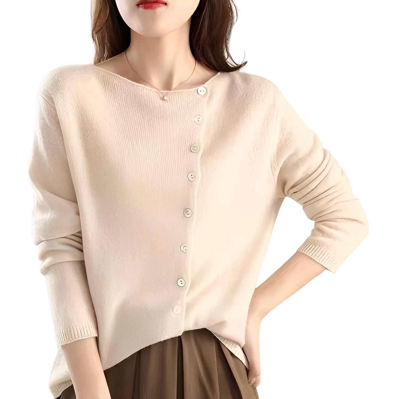 Joann - Suéter ligero y de moda para mujeres con botones