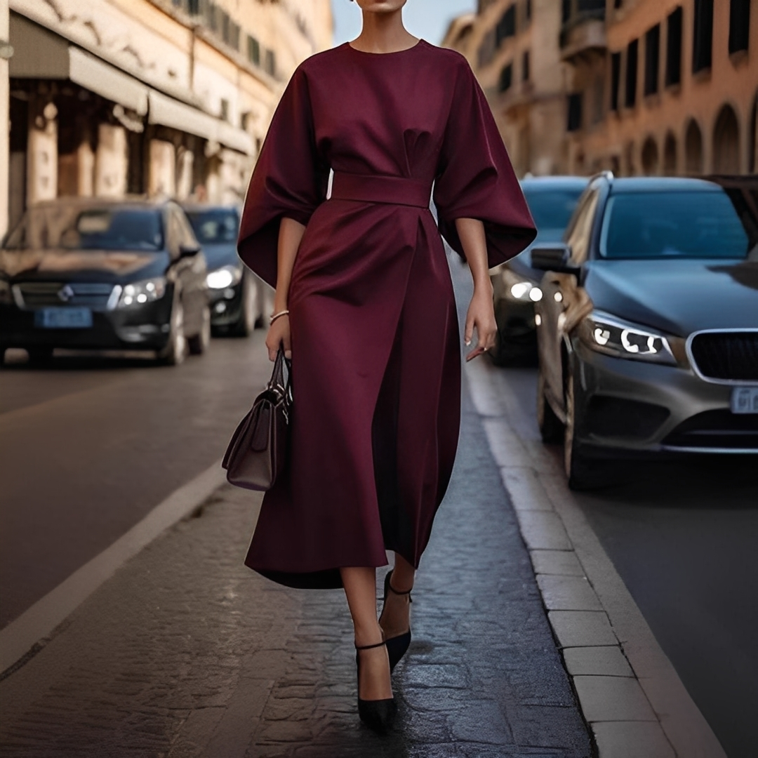 Lauriane - Vestido elegante con mangas de linterna para mujeres