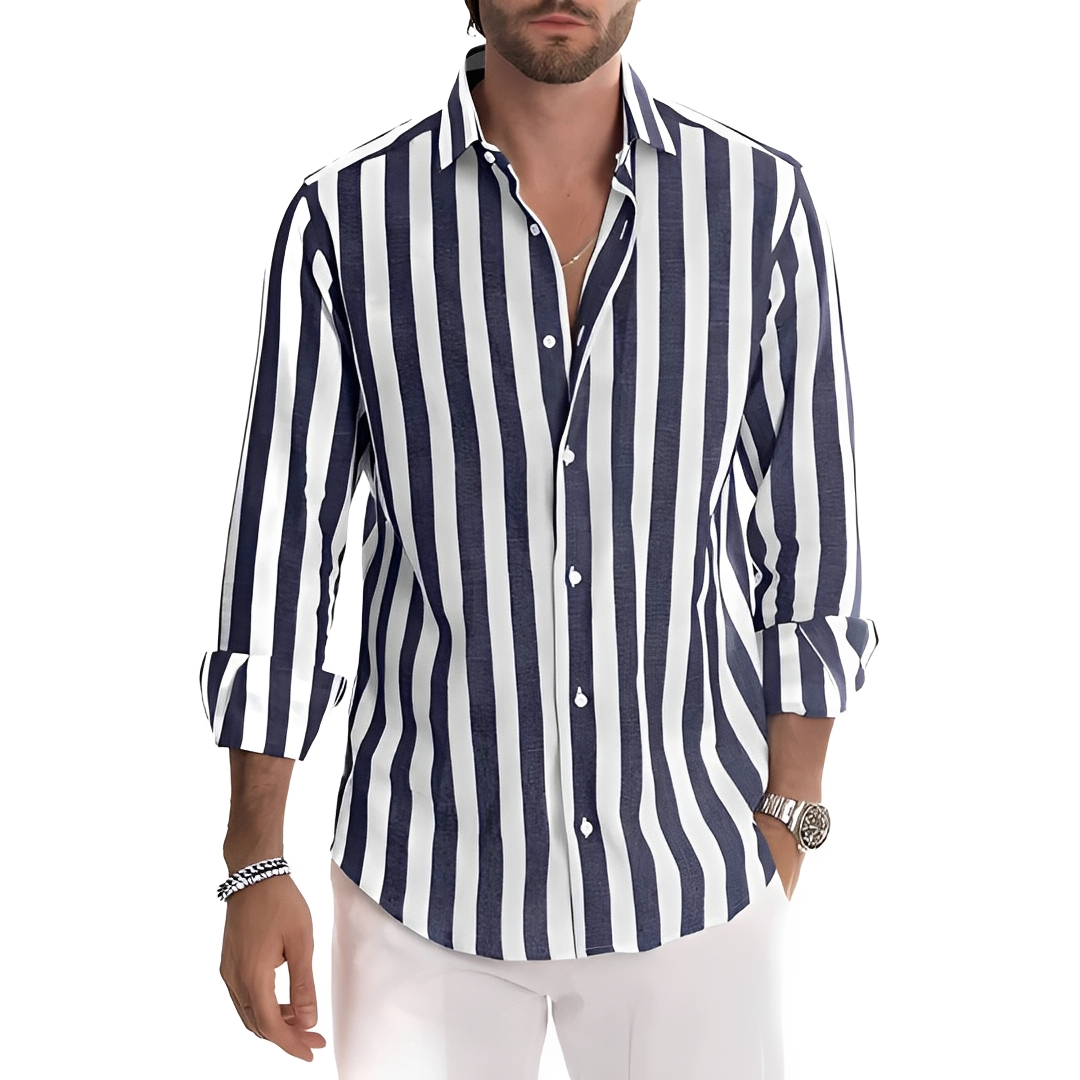Roldan - Camisa de verano con rayas para hombre