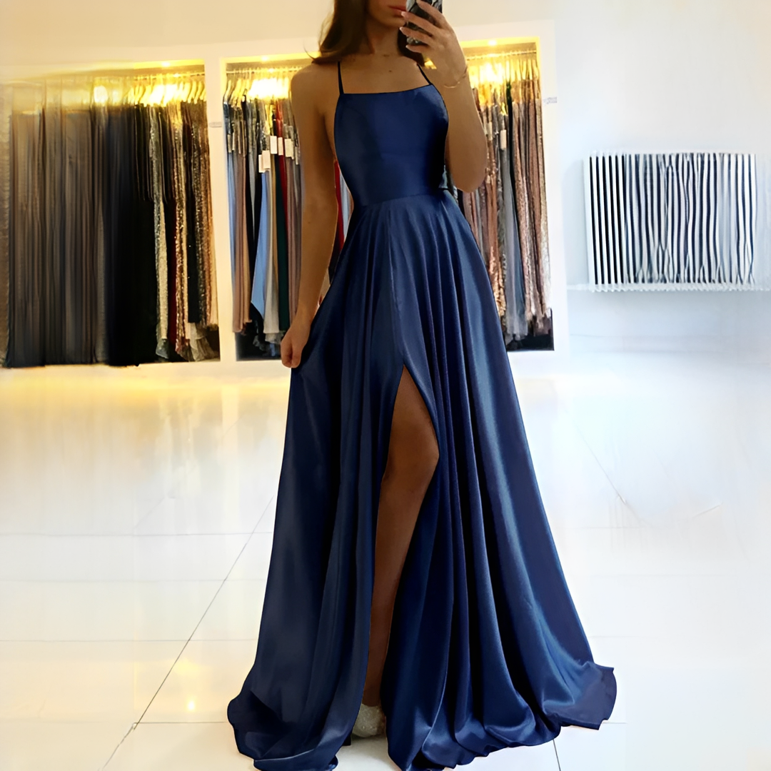 Shamcy - Vestido Elegante Maxi con Abertura