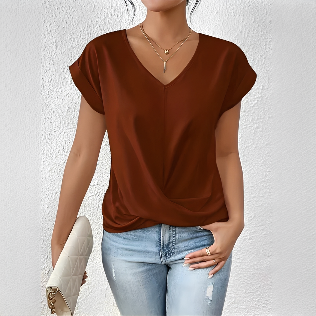 Velanie - Camiseta Casual con Cuello en V