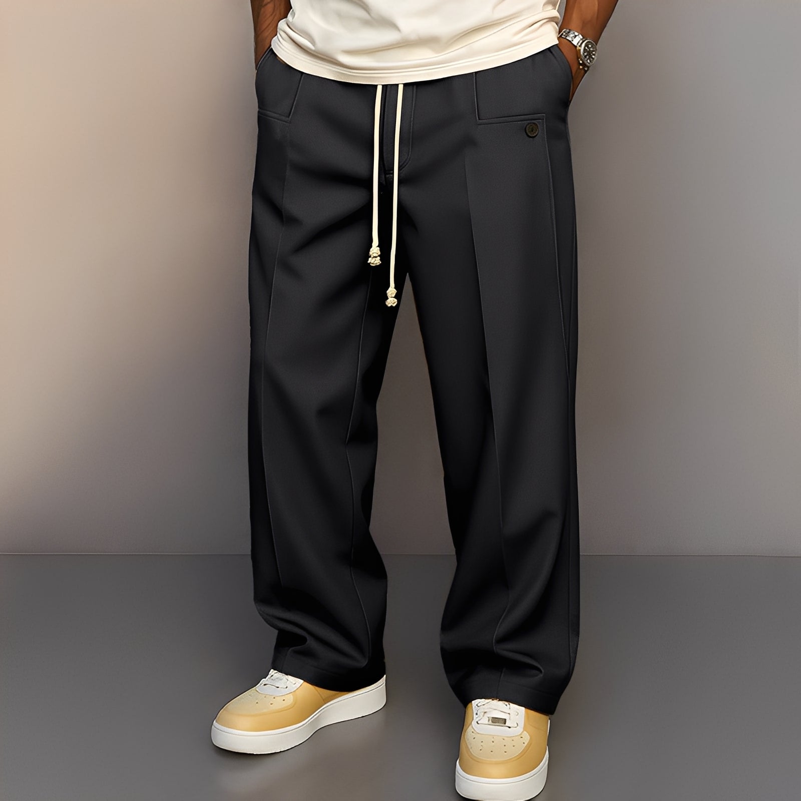 Henri - Pantalones anchos para hombre con cordón