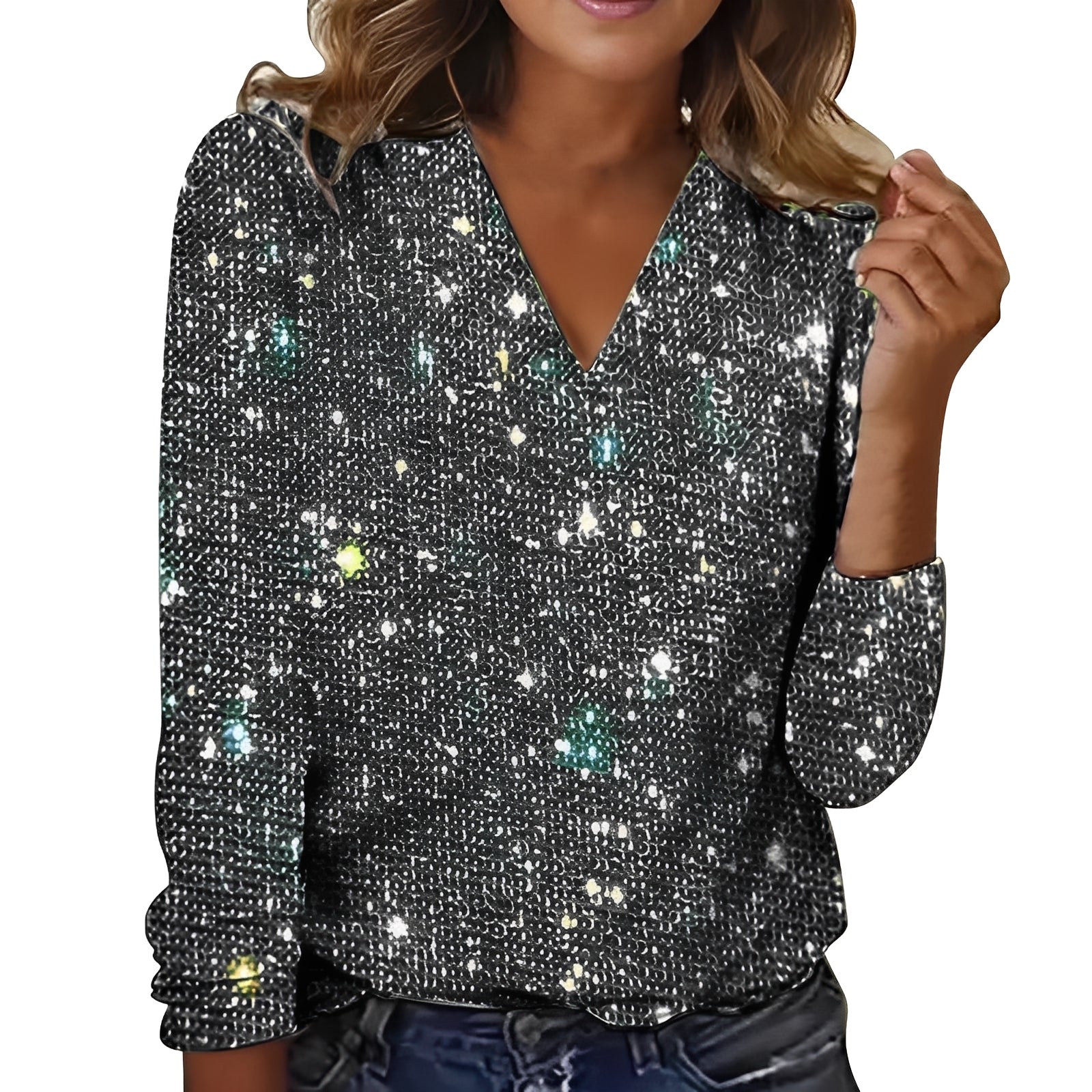 Caroline - Blusa elegante y brillante para mujeres