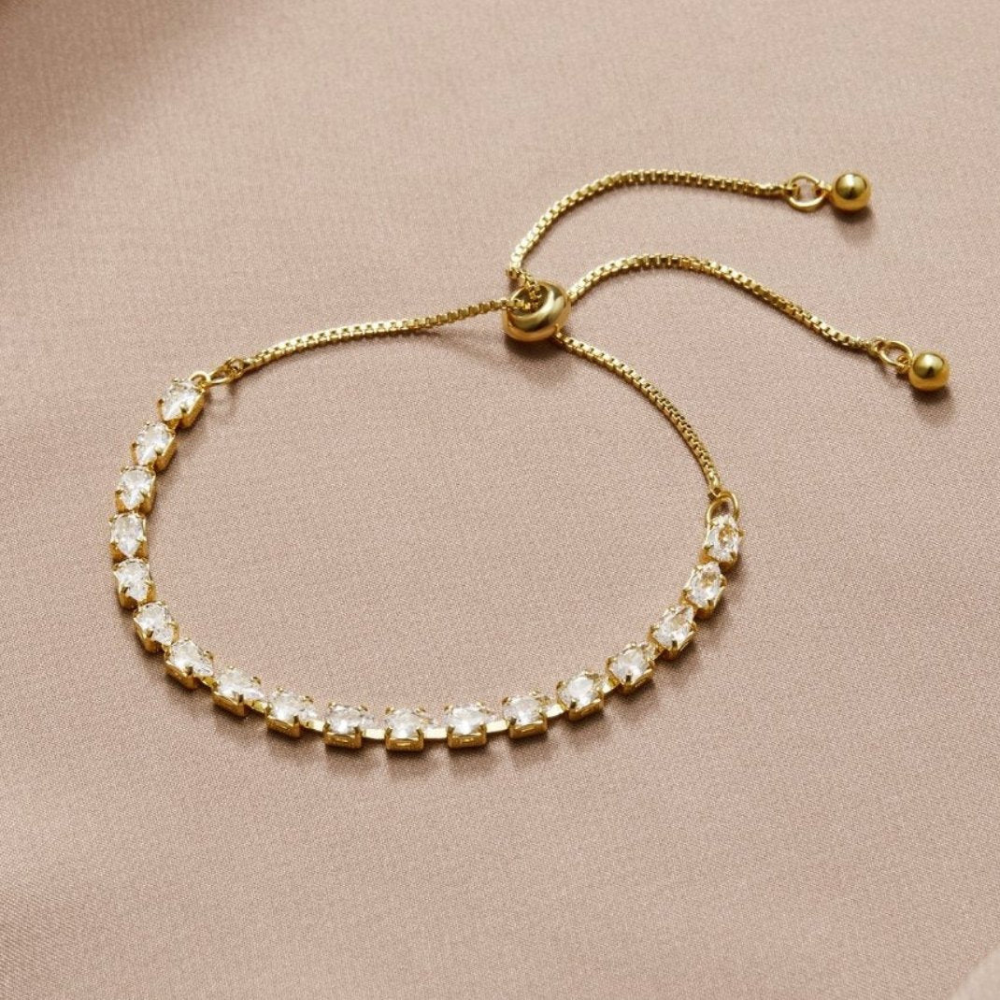 Pulsera de Cristal Dorado - Pulsera de cristal ajustable