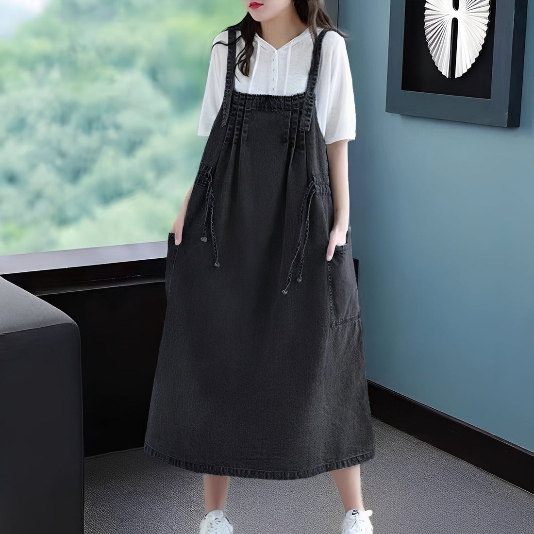 Antonia - Elegante vestido de mezclilla de talla grande con bolsillos para mujeres