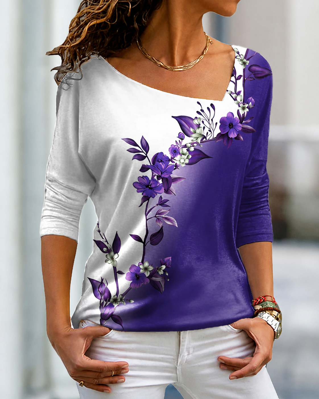 Sheylinn - Camisa Flowy de Manga Larga