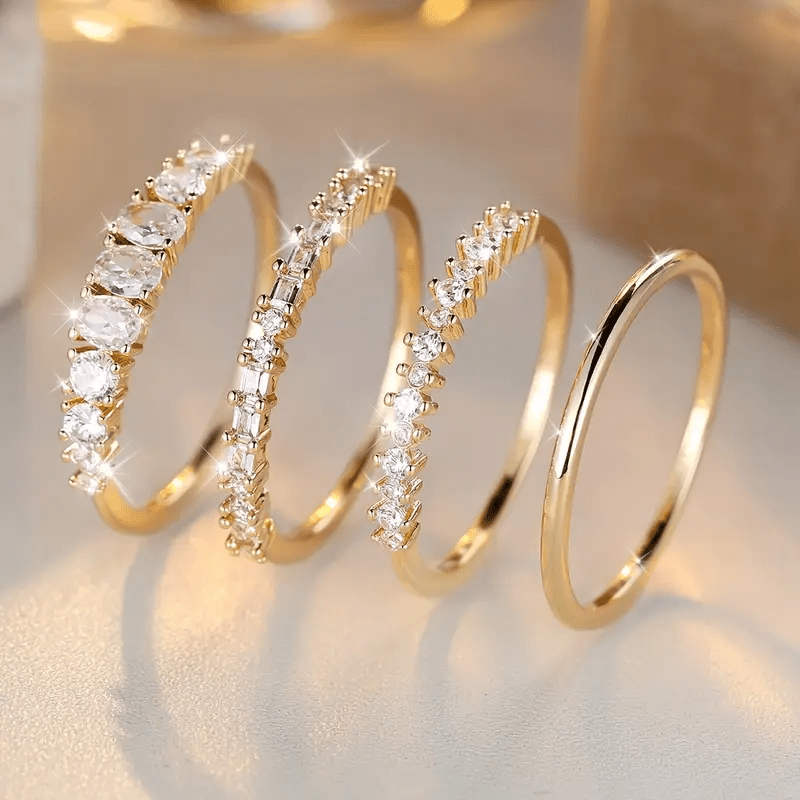 Elyna – Anillos dorados elegantes con piedras de circonio