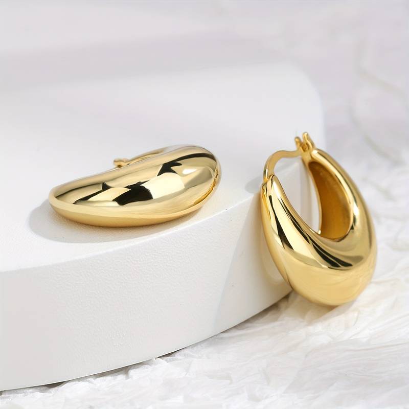 Pendientes gruesos de oro de 18 quilates - Pendientes abiertos gruesos
