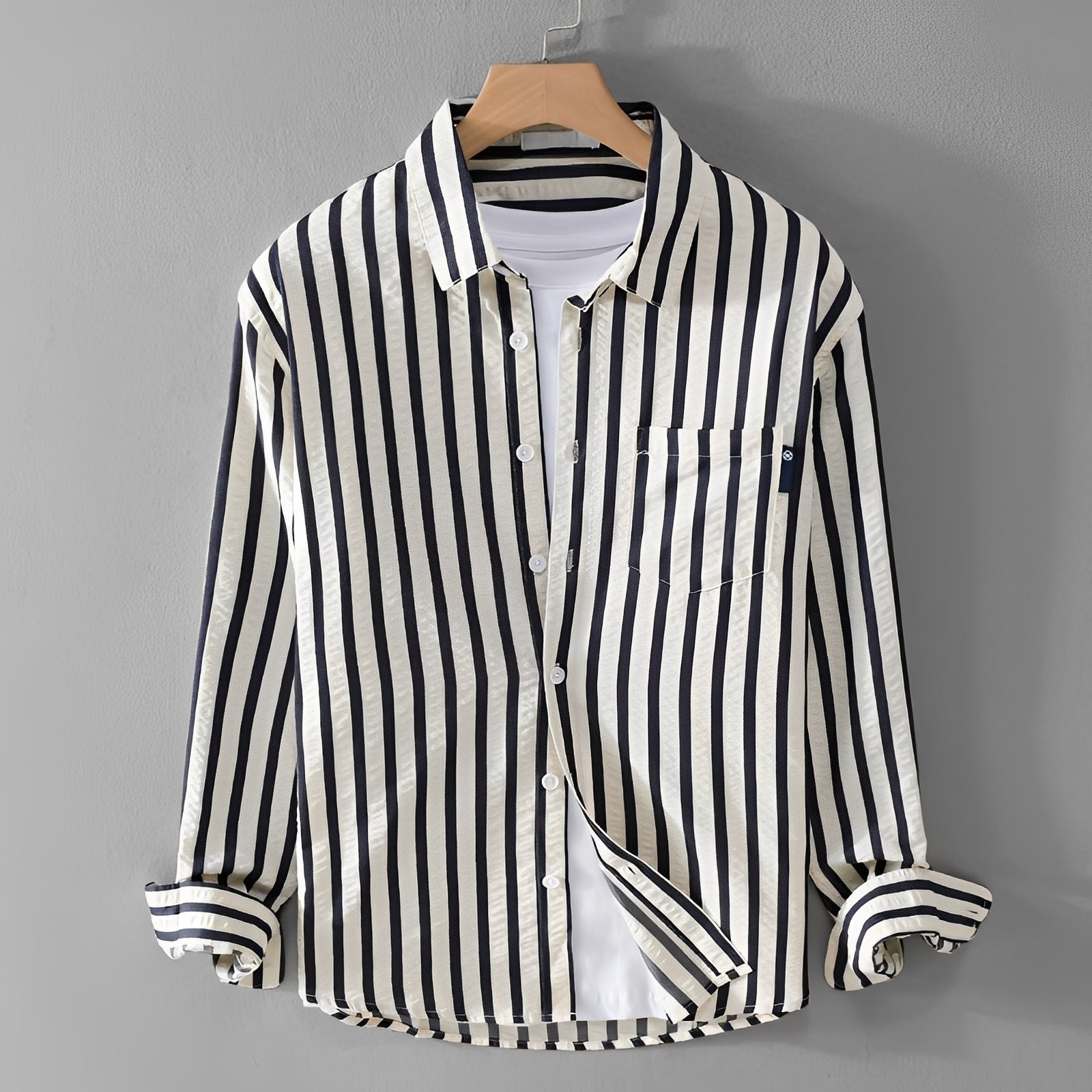 Marvin - Camisa de Manga Larga a Rayas Estilosa