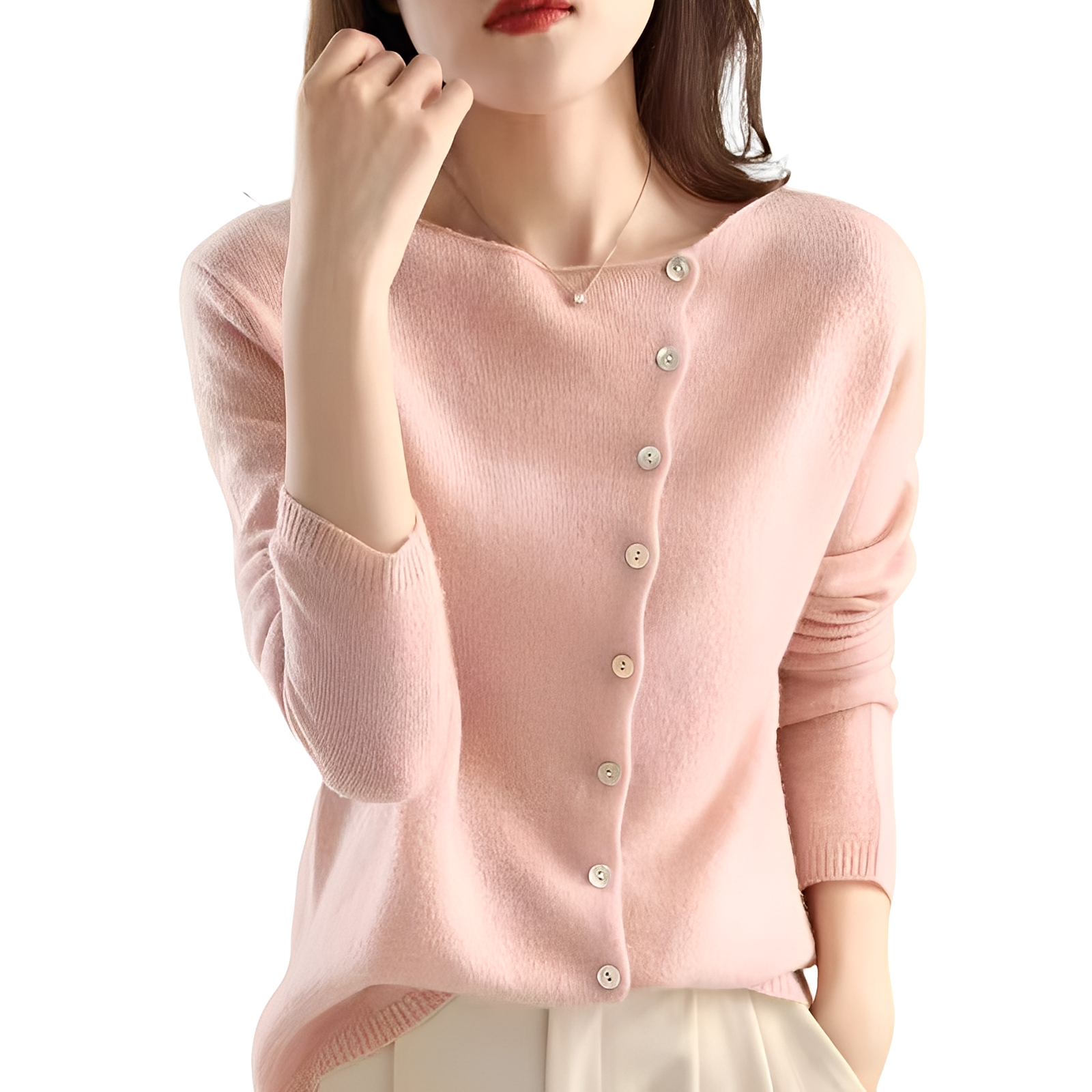 Joann - Suéter ligero y de moda para mujeres con botones